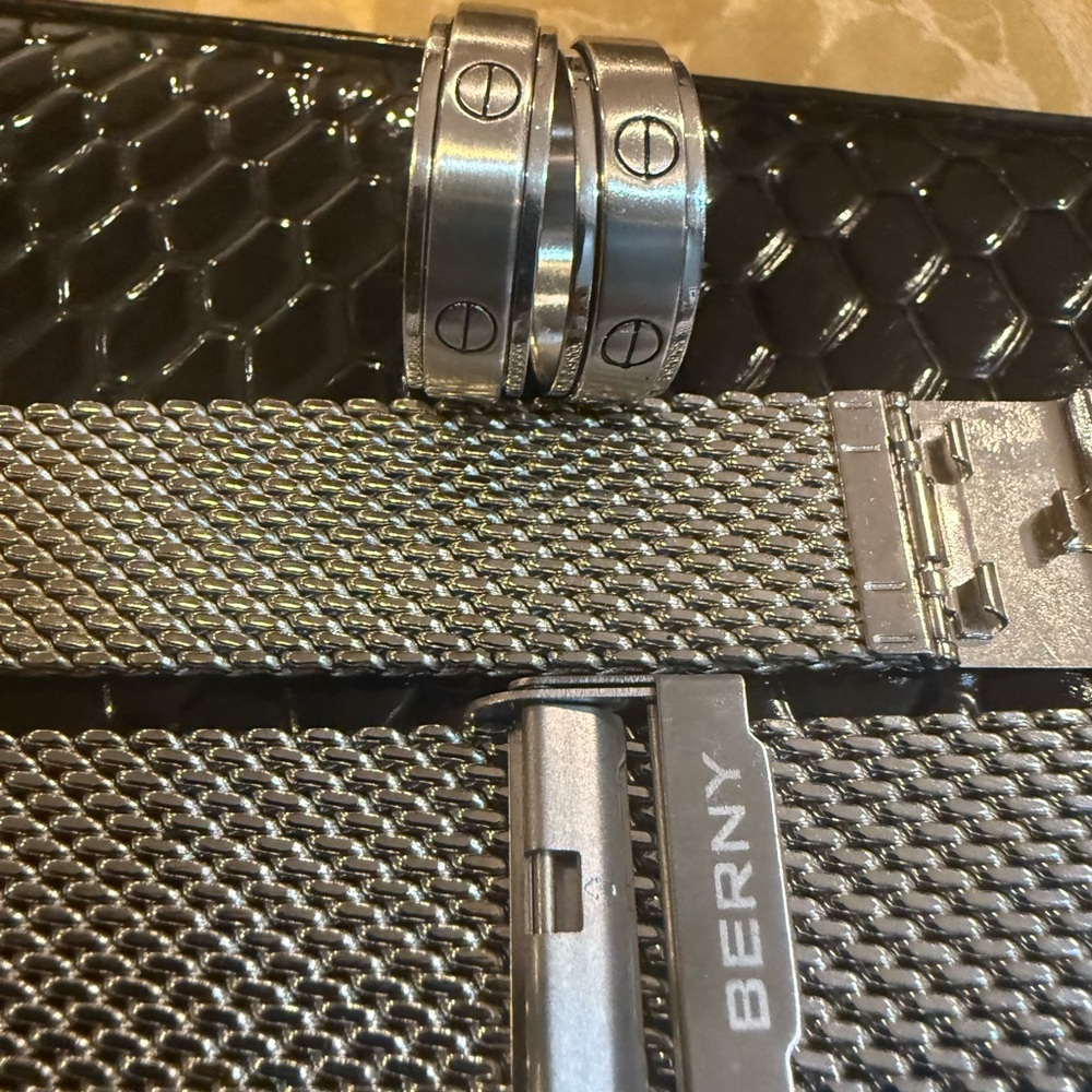 Bundle deal- Stainless Steel watch band & 2 matching silver rings